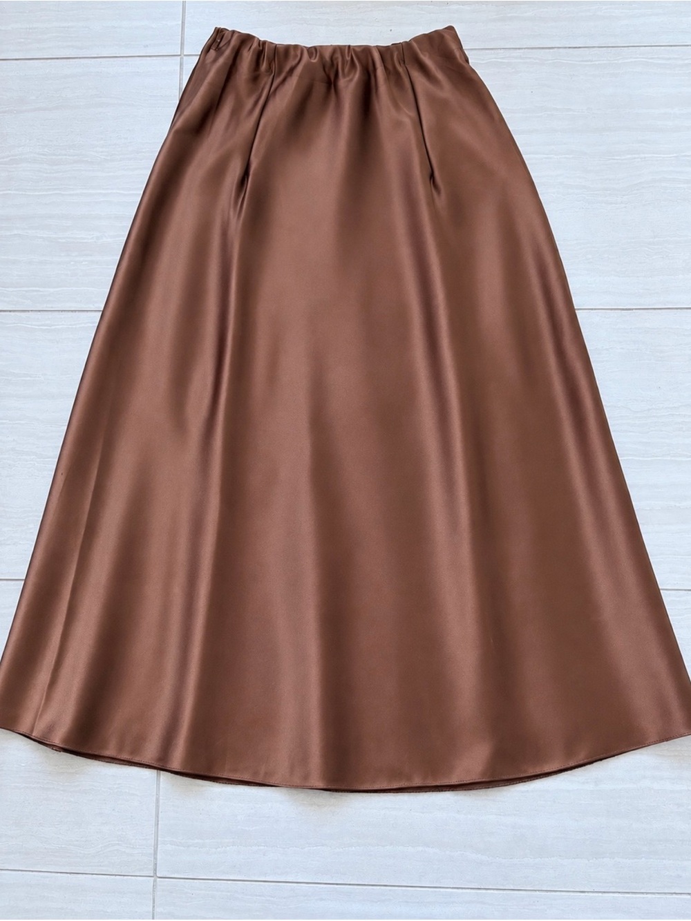 Satin A-Line Skirt in Rich Brown
